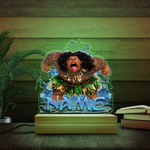 Disney Moana Movie Character Personalized Night Light.Custom Name LED Lamp.Magical Bedside Lamp for Kids,Nursery,Gift for Her JCKU15