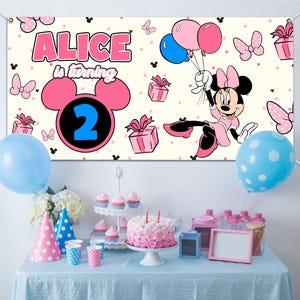 Minnie Mouse Backdrop, Minnie Mouse Banner, Minnie Mouse Printable Backdrop D2FU20