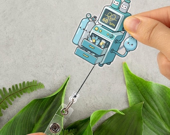 Personalized Ventilator Badge Reel, Cute Anesthesia Machine Badge Reel, Custom Nurse RT Gift, Medical Retractable Name Tag G5SL10