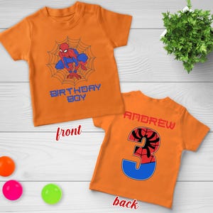 Custom Spiderman Birthday Boy Shirt,Family Birthday Shirt,Custom Age Birthday Shirt,Spider Web Shirt,Custom Birthday Shirt,Spider Tee BZFM01