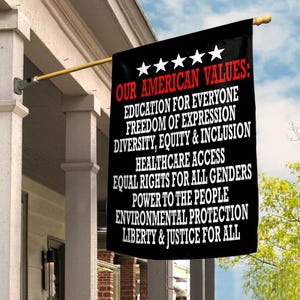 American Values Garden Flag – Progressive Political Yard Sign, Pro-Democracy Flag, Anti-Trump Banner, Social Justice Outdoor Decor JCMJ05