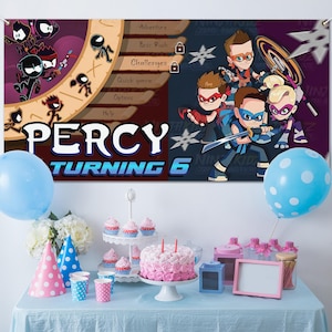 Custom Ninja Kidz TV Birthday Banner – Personalized Ninja Party Backdrop for Kids Celebration or Decoration – JCLI11