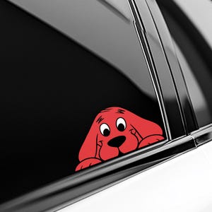Clifford Big Red Dog Peekaboo Sticker, Book Character Peeker Vinyl Decal, Cartoon Car Window Sticker, Cute Bumper Sticker for Kids NGRA22