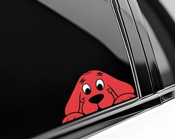 Clifford Big Red Dog Peekaboo Sticker, Book Character Peeker Vinyl Decal, Cartoon Car Window Sticker, Cute Bumper Sticker for Kids NGRA22