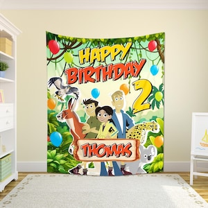 Disney Wild Kratts Birthday Party Decor Backdrop, Personalized Birthday Banner With Name and Age, Wild Kratt Movie Birthday Decor NGRB22