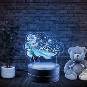 Personalised Elsa | Colourful Night Light/ Colours Change Remote / Birthday Gift/ Christmas Present/ 3D Acrylic BYMT40