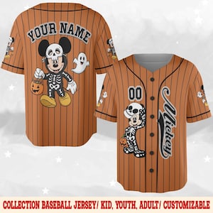 Custom Disney Mickey Halloween Collection Baseball, Personalized Baseball Team Jersey, Birthday Gift for Halloween Fans Family D2JF14