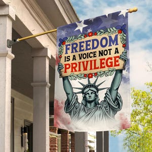 Floral Freedom Voice Garden Flag, Resist Yard Banner, No Kings in America Protest Yard Flag, Democrat Garden Gift, Subtle Anti Trump NGSR07
