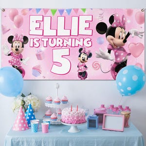 Minnie Mouse birthday backdrop, Minnie Mouse birthday banner, Minnie Mouse Decoration party, Minnie Mouse Background C1E315