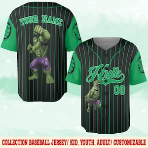 Personalized Hulk Baseball Jersey, Hulk Superhero Kids Jersey, Personalized Hulk Baseball Jersey, Superhero Matching Group Shirt C1E408