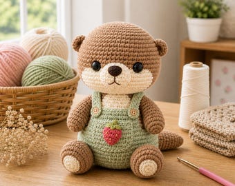 Crochet Otter Plush, Handmade Amigurumi Otter Doll, Cute Stuffed Animal, Kawaii Nursery Decor, Gift for Kids,Otter Lover Gift G4J448