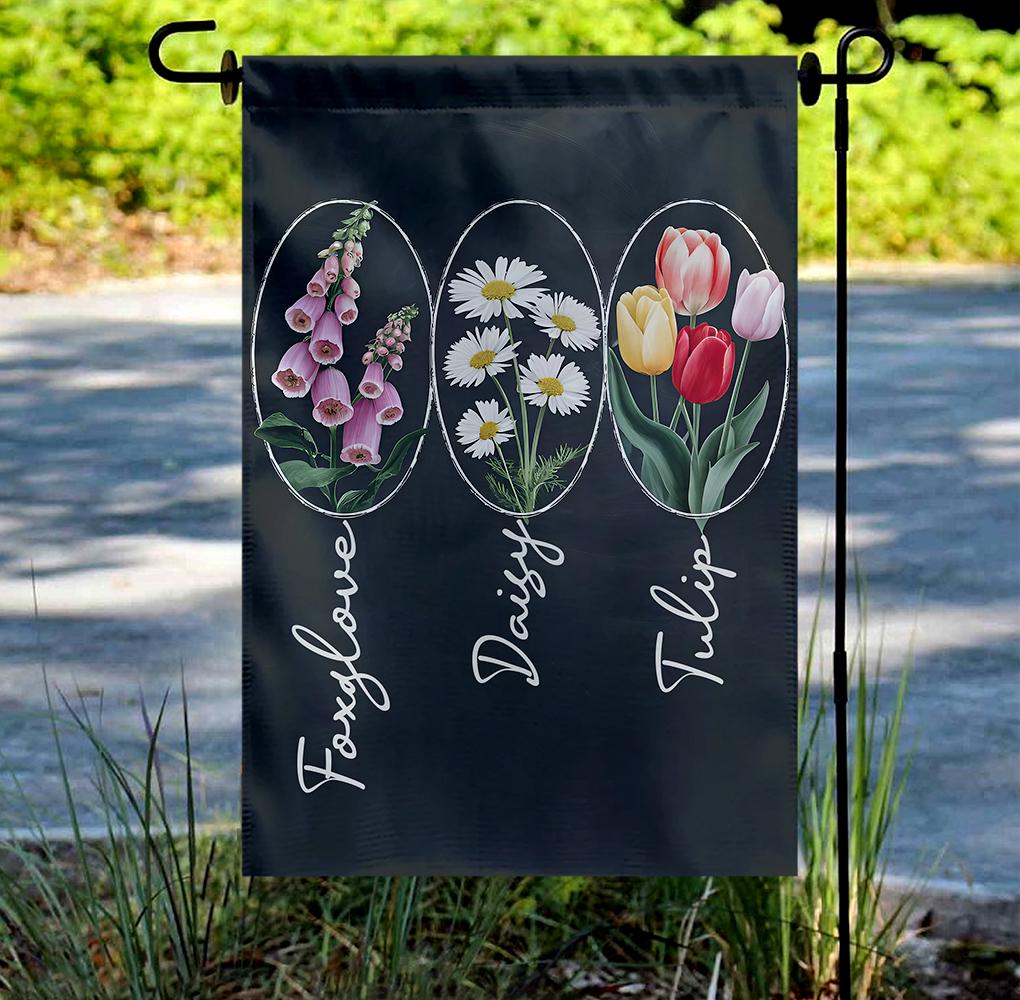 Foxglove Daisy Tulip Floral Flag, FDT Subtle 8647 Yard Banner