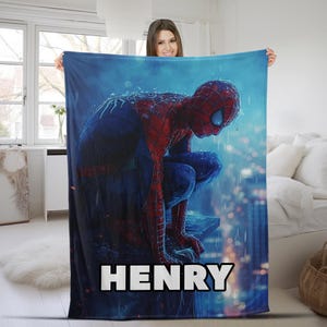 Spiderman Blanket, Personalized Spiderman Blanket, Spiderman Birthday Gift, Spiderman Christmas Gift, Superhero Blanket CZDV33