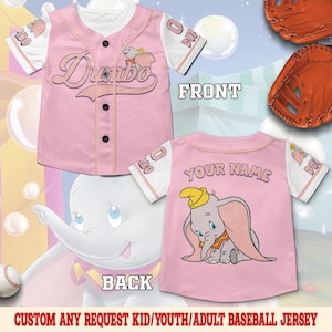 Custom Dumbo Disney Baseball Jersey, Cute Elephant Shirt, Family Disneyland Outfit, Birthday Gift for Disney Fans NGPM18