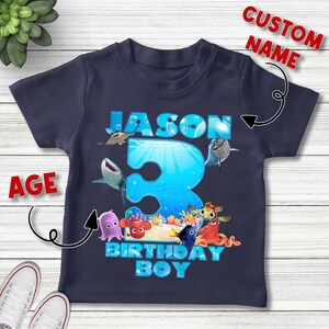Custom Name Finding Nemo Shirt, Disney Cartoon Birthday Shirt, Finding Nemo Family Matching Shirt, Mom Dad Shirt,Disneyland NEUP02