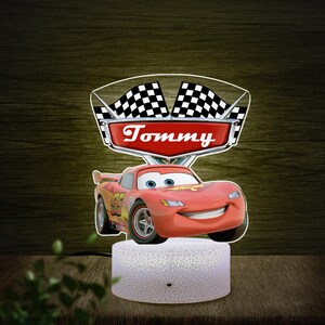 Personalized Disney Cars Night Light, Custom Name Lightning McQueen Baby Room Decor,Mater Cars Birthday Gift for Kid, Disneyland Lamp C1FR21