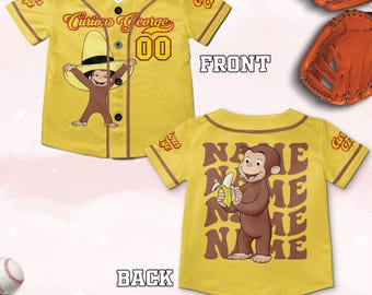 Personalized Curious George Birthday Baseball Jersey,Curious George Baseball Shirt,Curious George Birthday Party Jersey,Birthday Gift NGRS04