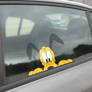 Cute Disney Pluto the Dog Peekaboo Sticker, Peeking Car Decals Wall Decor Cartoon Sticker, Waterproof Tumbler Disney Movie Character NGRW25