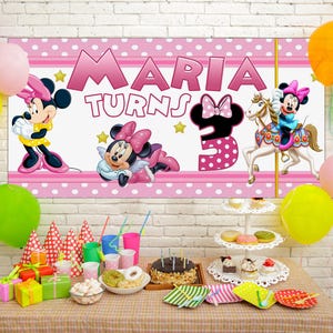 Minnie Mouse birthday backdrop, Minnie Mouse birthday banner, Minnie Mouse Decoration party, Minnie Mouse Background C1GX22