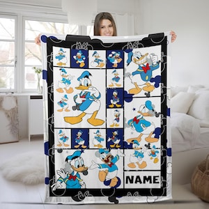 Disney Donald Duck Custom Blanket,Personalized Sherpa Fleece Kids Name Blanket,Cartoon Style Gift for Boys And Girls,Bed Quilt Merch JCJR24