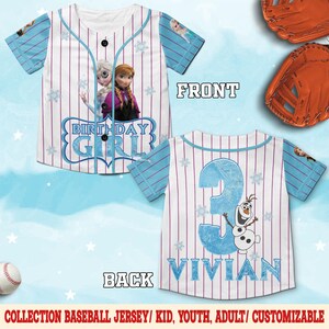 Elsa Anna Frozen Jersey Baseball, Frozen Family Birthday Shirt, Elsa Birthday Shirt, Birthday Girl Shirt, Disneyland Princess C1GN20