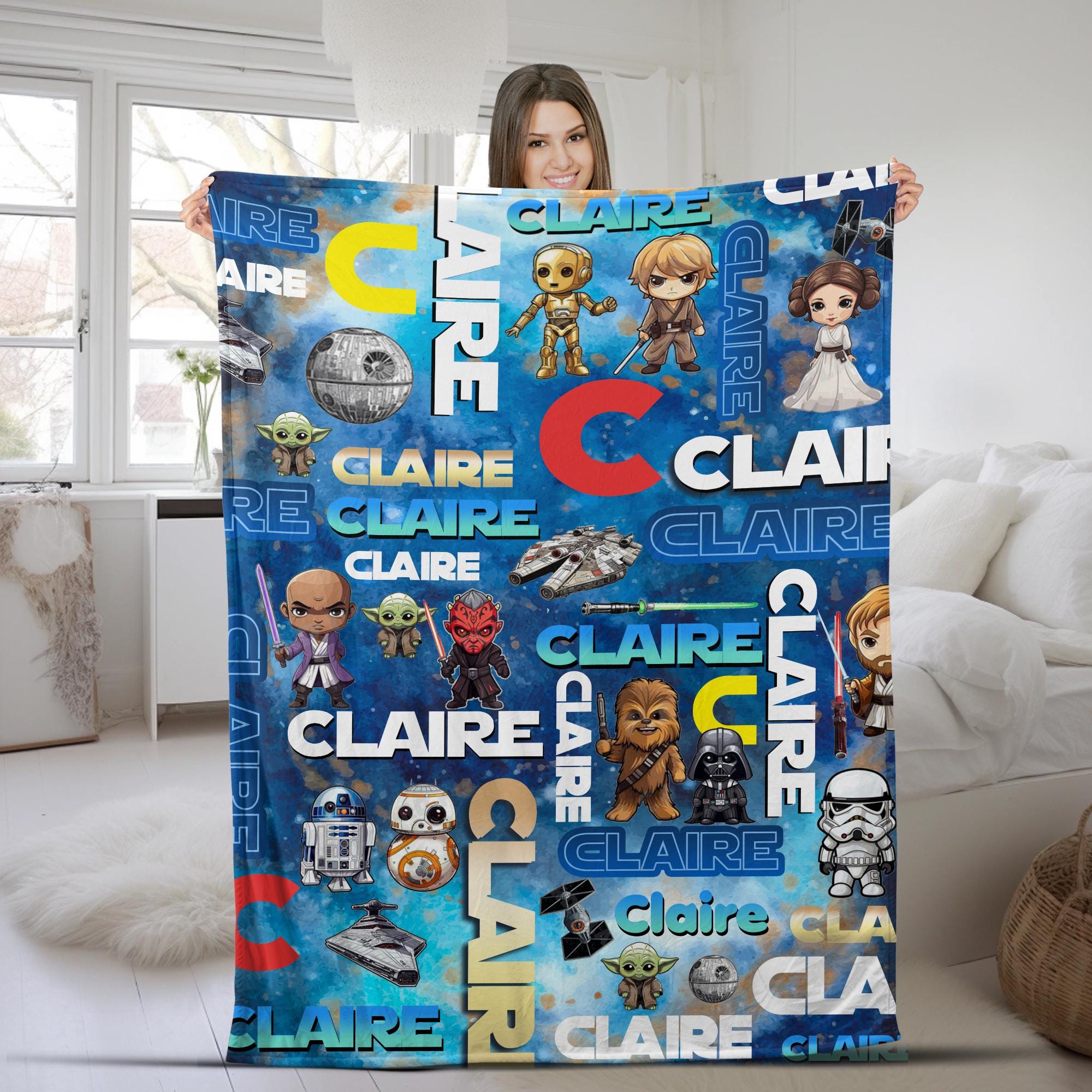 Discover Personalized Name Star Wars Blanket, Disney Star Wars Characters Blanket, Birthday Gift