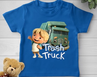 Camiseta de camión de basura, camiseta personalizada de cumpleaños de camión de basura, camiseta a juego de camión de basura, camiseta de cumpleaños para niño/niña, regalos de cumpleaños CZC533