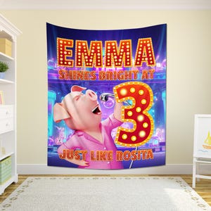Sing 2 Birthday Backdrop | Sing 2 Birthday Theme Party | Personalized Birthday Banner With Kids Name And Age | Sing Birthday Decor JCM503