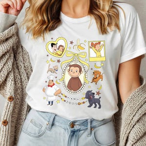 Vintage Coquette Curious George Shirt, Stay Curious, Nostalgic Cartoon Tee, Travel & Learning Gift, Curious George Birthday Shirt NGQF21