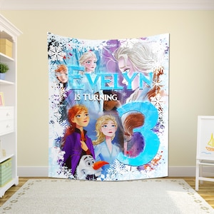 Frozen Elsa Anna Birthday Party Banner/Frozen Birthday Backdrop/Frozen Party Decoration/Frozen Birthday Banner/Kids Birthday Decor C1FX09