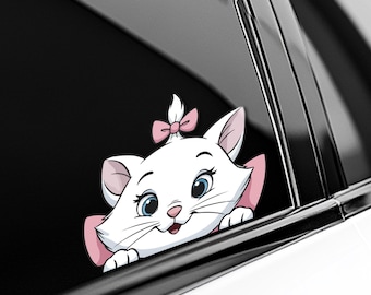 Marie Cat Peekaboo Peeker Peeking Car Window Decals - Bumper Vinyl Stickers - The Aristocats - Pack Stickers C1GQ25