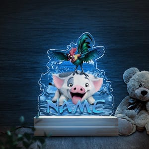 Disney Moana Movie Character Personalized Night Light.Custom Name LED Lamp.Magical Bedside Lamp for Kids,Nursery,Gift for Her JCKU15