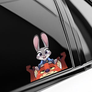 Zootopia Peekaboo Sticker, Judy Nick Car Window Decal, Funny Disney Couple Vinyl Sticker, Cute Peeking Car Sticker, Zootopia Gift NGTF06