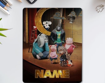 Sing Pig Puzzle, Kids Gifts, Birthday Gift, Christmas Gift, Sign 2 Movie, Custom Name Puzzles for Kids, Cartoon Puzzle NFYG10