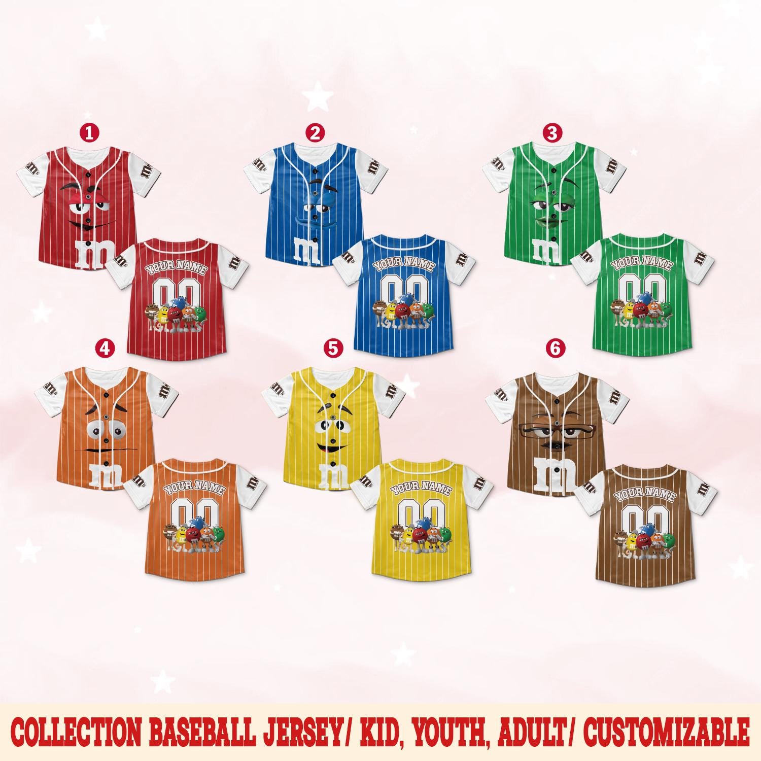 M&M Baseball Jersey, Group Halloween Costume Shirt, Candy Friends 