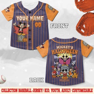 Custom Disney Mickey Halloween Baseball, Personalized Baseball Team Jersey, Birthday Gift for Halloween Fans Family Party C1IK12