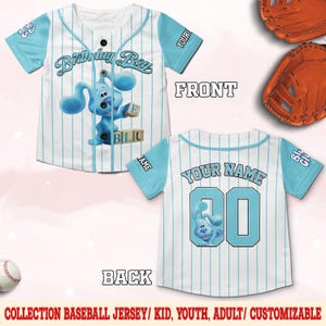Personalized Blue Clues Baseball Jersey, Blue Dog Lovers Birthday Jersey, Baby Shower Tee, Birthday Boy Gift, Blue Clues Family Shirt NGRC14