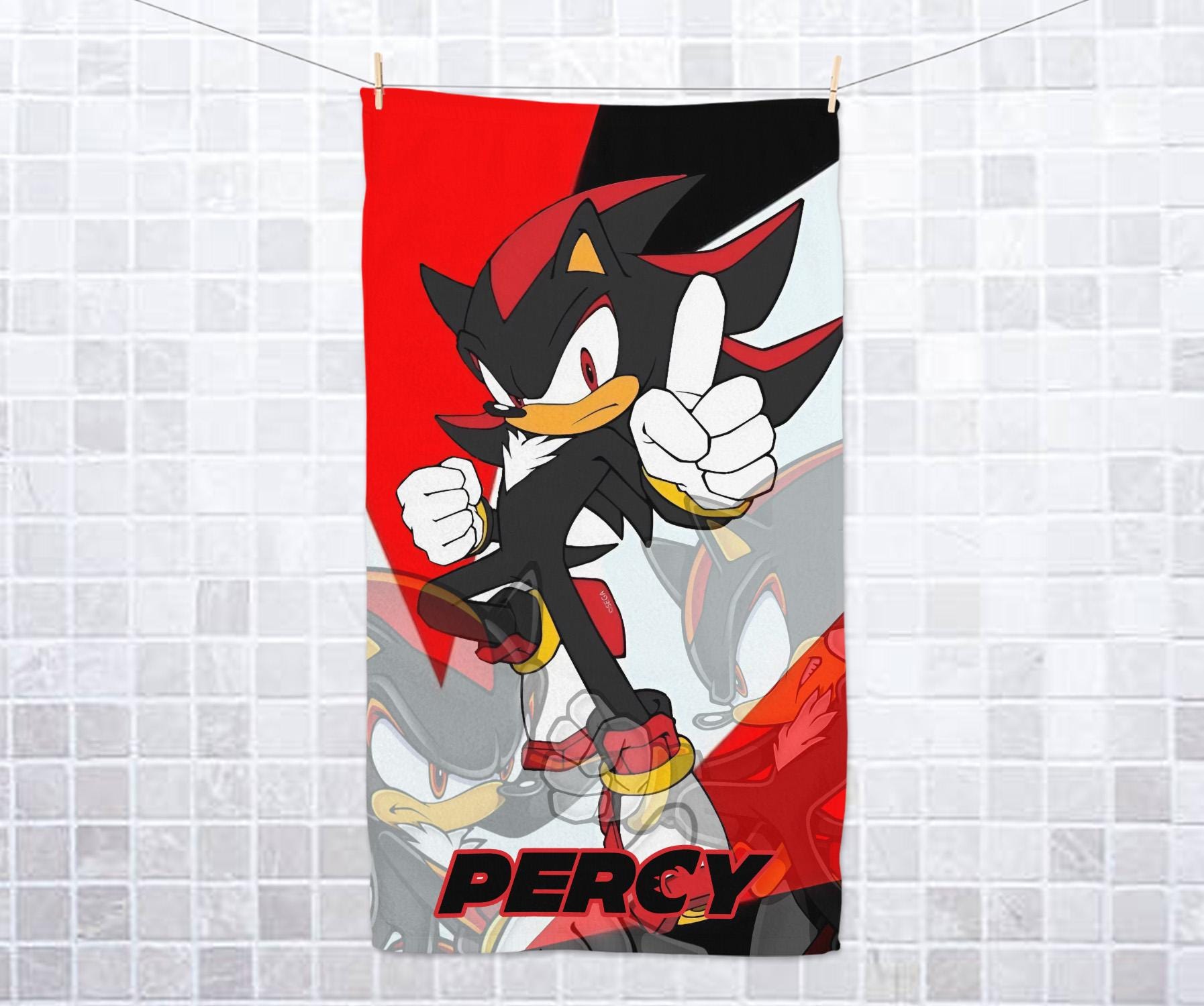 Personalized Shadow Sonic the Hedgehog Hand Towel, Bath Towel For Kids, Custom Gift for Kids, Shadow Towel, Unique Birthday Gift JCNP44