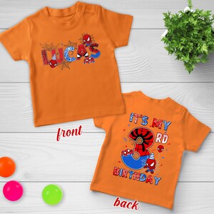Spider Man Birthday Shirt, Superhero Birthday Boy T-Shirt, Spiderman Family Tee, Spider Birthday Party, Custom Toddler Birthday Tee D2HZ01