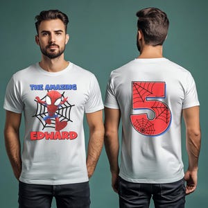 Custom Spiderman Birthday Boy Shirt,Family Birthday Shirt,Custom Age Birthday Shirt,Spider Web Shirt,Custom Birthday Shirt,Spider Tee BZFP08