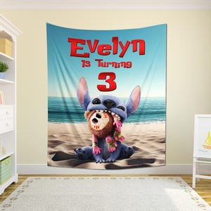 Lilo and Stitch 2025 Birthday Backdrop/Lilo Stitch Birthday Banner/Lilo and Stitch Backdrop/Custom Lilo and Stitch Birthday Backdrop C1GY20