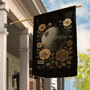 Star Wars Floral Death Star Garden Flag, May The 4th Be With You Yard Decor, Galaxy’s Edge Outdoor Banner, Sci-Fi Home Welcome Sign NGQO26