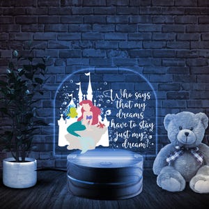Little Mermaid Kids Personalized Acrylic Night Light, Birthday Gift for Girls or Boys Custom Name Handmade Led Kids Bedroom Decor JBUC27
