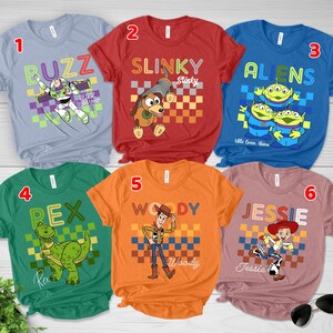 Disney Characters Shirt, Disney Toy Story Disney Matching, Buzz Woody Jessie Slinky Aliens Rex, Disney Mickey and Friends Group Shirt D1IF10