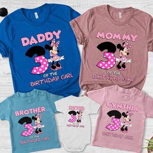 Disney Birthday Girl Shirts, Custom First Birthday Age Family Shirts, Girl birthday, Family Minnie Tee,Matching Minnie shirt JBUR10