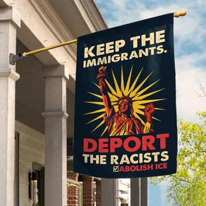 Abolish ICE Human is Illegal Garden Flag, Anti Trump Flag, Pro Immigrant Banner, Political Resistance Decor, Activist Outdoor Flag NGSY17