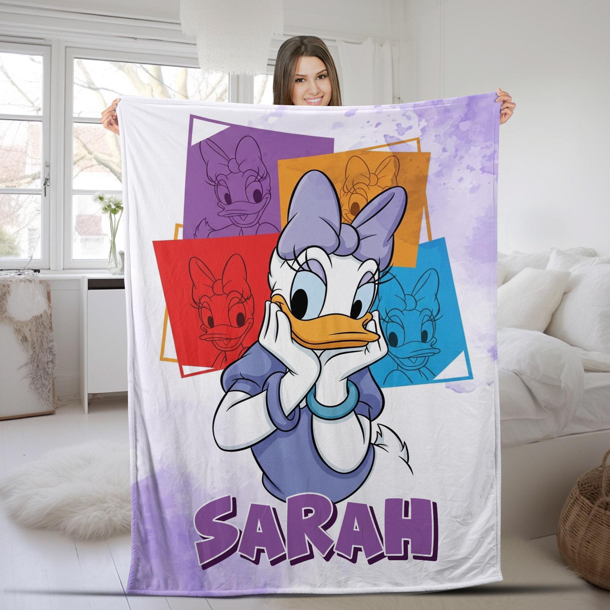 Discover Personalized Daisy Duck Blanket, Disney Blanket Custom Name Blanket ,Disney Baby Blanket