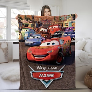 Personalized Name Cars Movies Blanket , Lightning MCQueen Baby Blanket, Disney Cars Blanket, Cars Movie Characters Blanket BYBA34