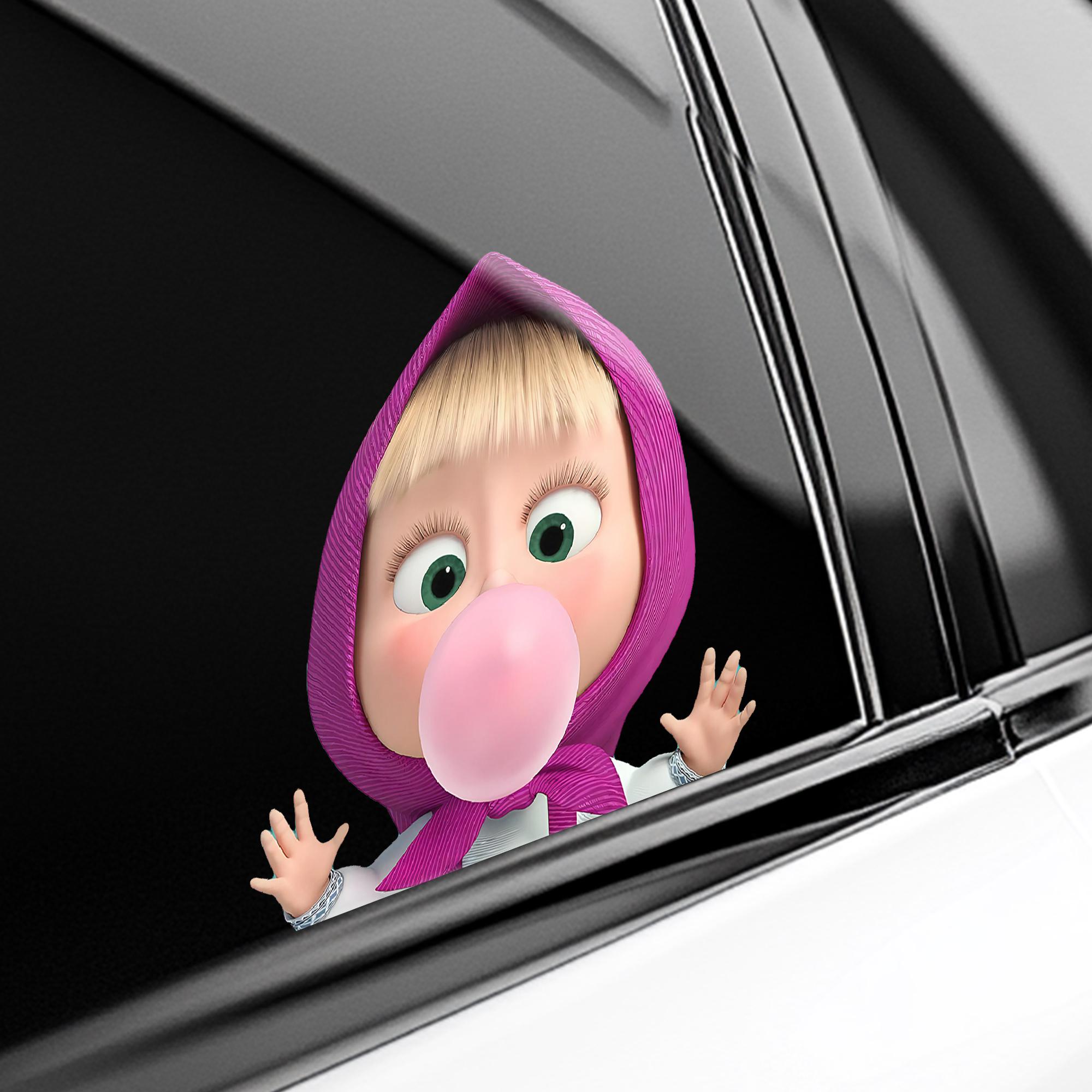 Cute Masha Peeker Peeking Car Window Decals, Funny Bumper