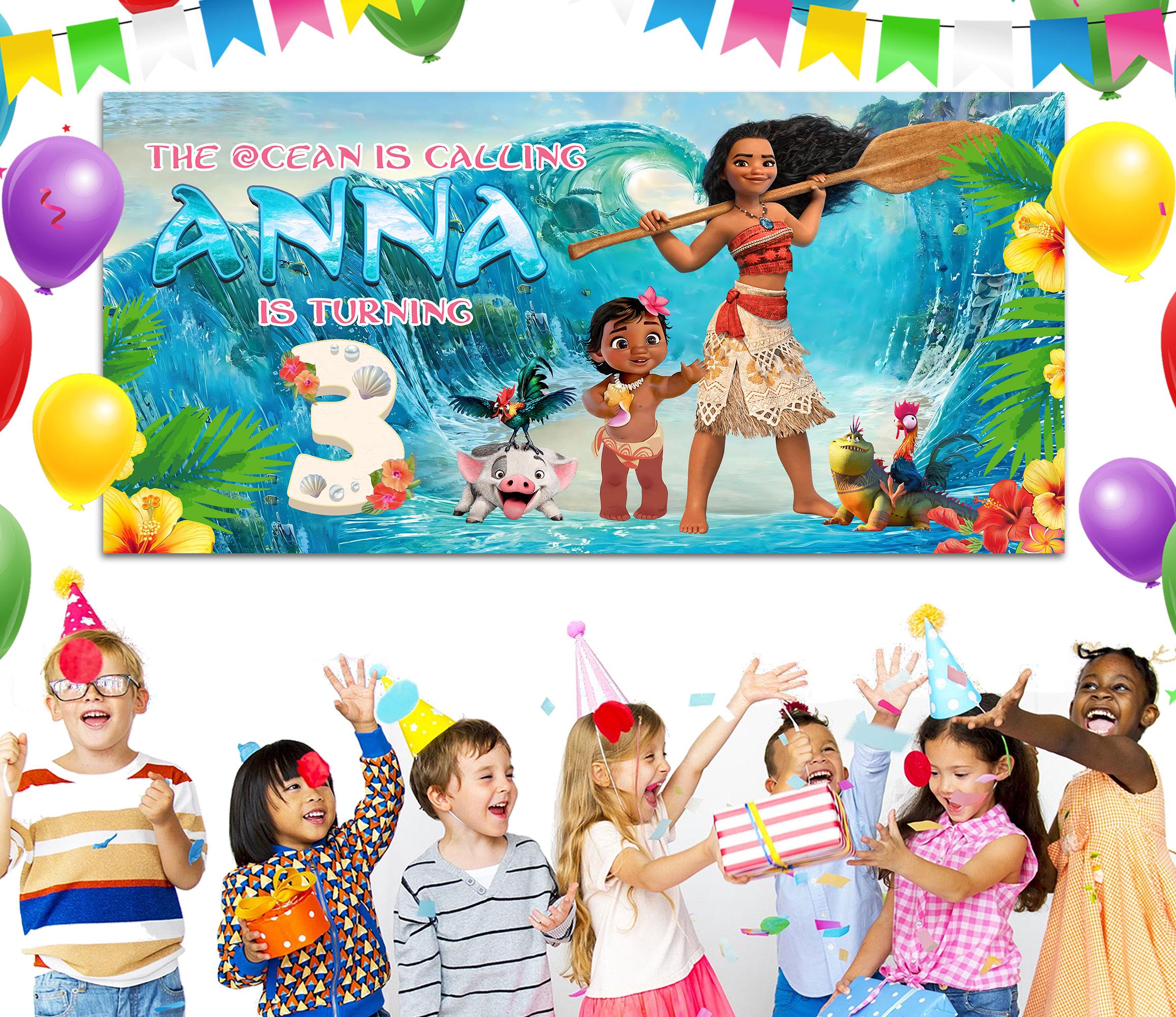 Moana Birthday, Moana Birthday Banner, Custom Moana Backdrop, Kids Birthday Decor, Custom Birthday Backdrop BZDQ14